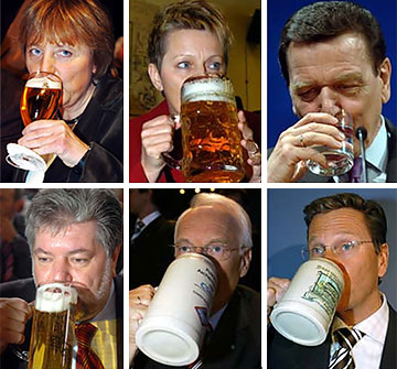 Ash Wednesday photo ops: German policiants drinking beer. Yes, even Angie.