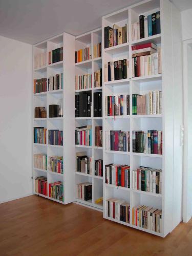 Viel Raum für viele Bücher. Vorderteile lassen sich verschieben, dahinter ist noch mehr Platz.