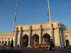 Union Station in late afternoon, Gerald Ford made the flags go to half-mast