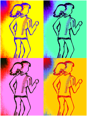 Zeichnung einer Läuferin im Popart Design bearbeitet