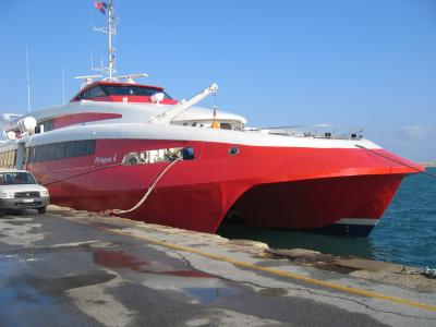 unser Speedboat nach Santorini