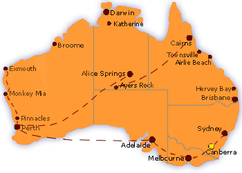 Unsere geplante Tour durch Australien