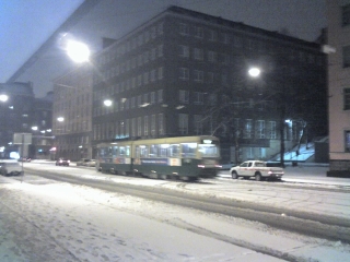 The tram und der Schnee