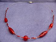 Collierkette mit Glasperlen rot