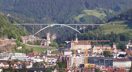 Fotomontage von der Brücke über Chur
