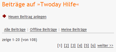 Beiträge verwalten - Navigation der Beitragsliste Beiträge verwalten - Navigation der Beitragsliste