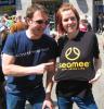 KOMMPress-Redakteur Florian Ulbing und Lisa Niederdorfer (Gruppe 4U) beim Flashmob