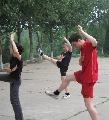 We, practicing confu kicks
