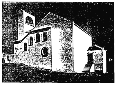 Die Kirche in Kledering 1933 noch ohne Kirchenheim und daher direkten Zugang zur Sakrestei