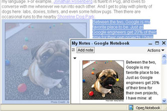 Google Notebook mit Mops