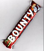rotes Bounty mit dunkler Schokolade