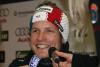 Julien Lizeroux, Hahnenkammsieger im Slalom, bei der Pressekonferenz