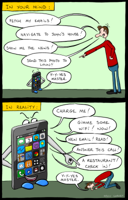 Mobile Relationship: Nutzer oder Benutzter? 
<br />
(ein Cartoon von Manu Cornet)