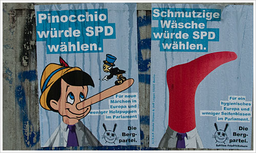 Wahlwerbung der Bergpartei in Friedrichshain