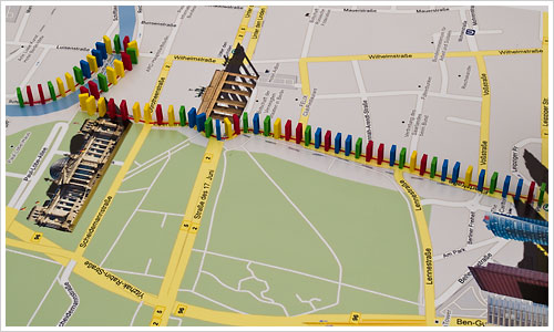 Stadtplan mit der geplanten Dominoreihe