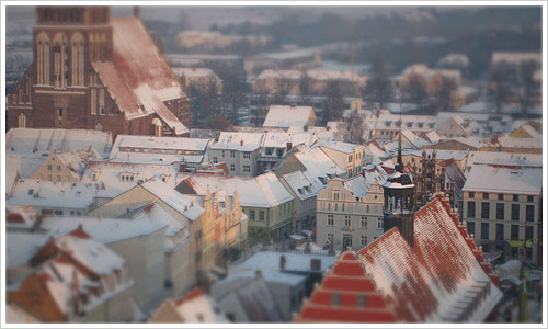 Greifswald im Winter von oben gesehen