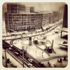 Blick auf den zugeschneiten Potsdamer Platz in Berlin
