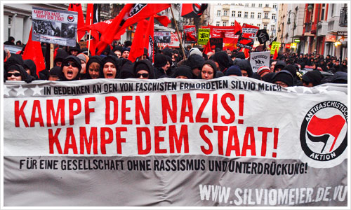 Demonstration in der Mainzer Straße in Berlin
